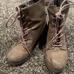 Gray combat boots